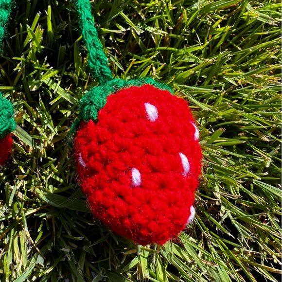 3/$20 Hand Crocheted Blossoming Strawberries Keychain/Bag Charm! - Picture 6 of 13